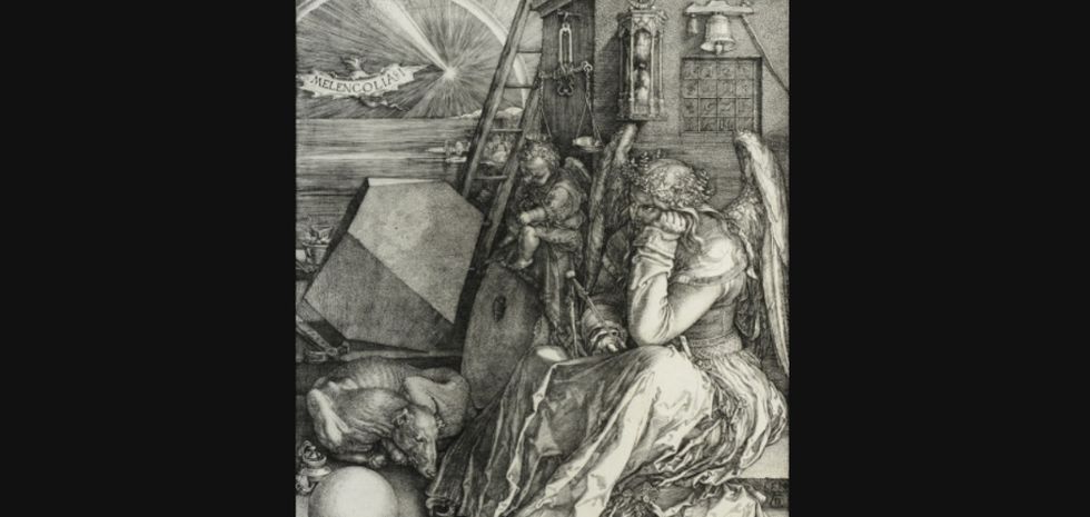 Albrecht Dürer, MELENCOLIA I, Kupferstich, 1514, Museen der Stadt Aschaffenburg (Dauerleihgabe der Staatlichen Graphischen Sammlung, München), Foto: Museen der Stadt Aschaffenburg (beschnitten)