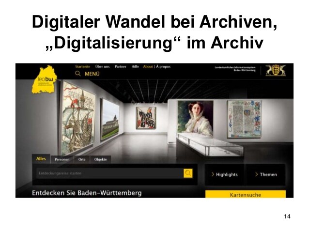Digitaler Wandel bei Archiven,
„Digitalisierung“ im Archiv
14
 