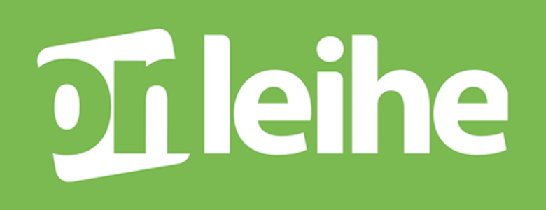 weißes Logo der Onleihe auf grünem Hintergrund