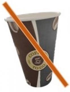  durchgestrichener Einweg-Kaffeebecher
