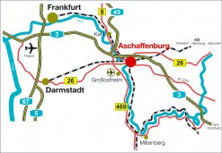 Übersicht verkehrliche Erreichbarkeit Wirtschaftsstandort Aschaffenburg