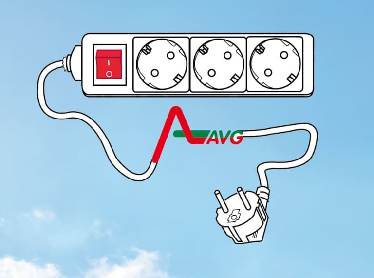 Steckerleiste mit AVG Logo