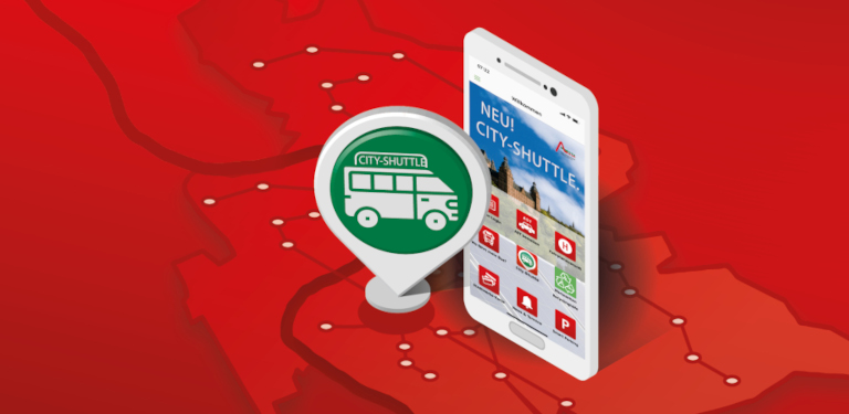 Bussymbol und Smartphone
