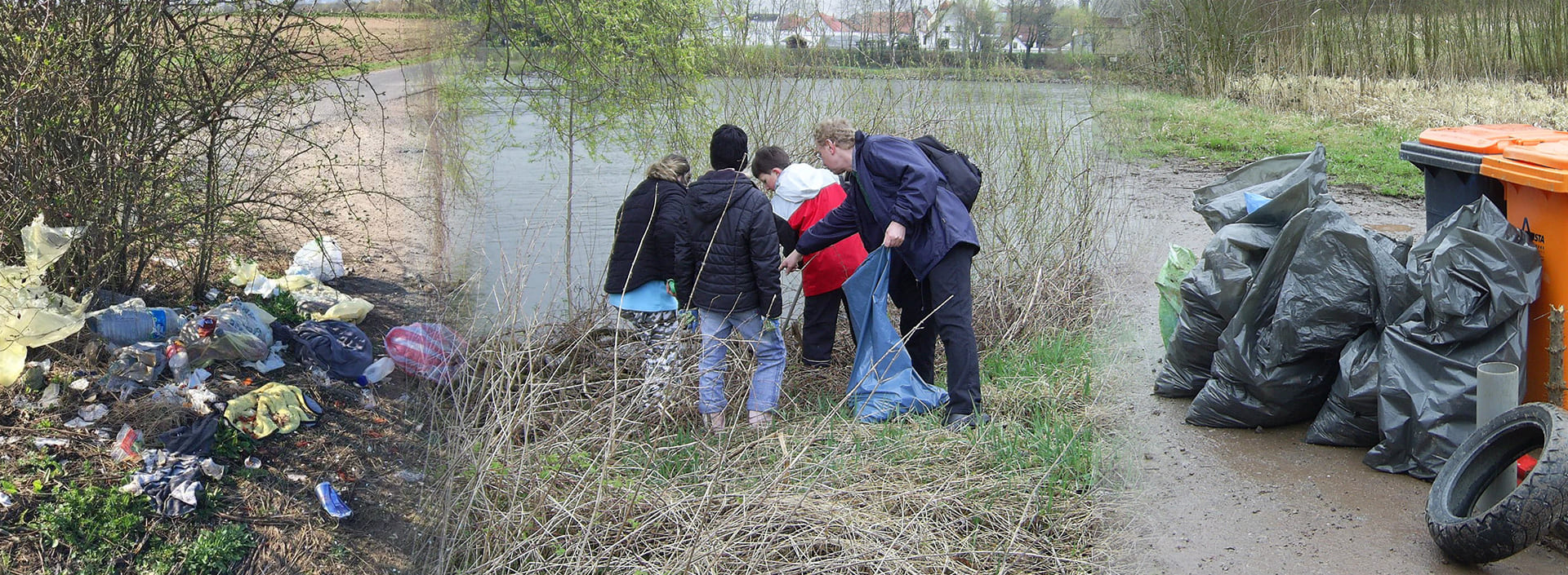 Foto M&uuml;ll am Stra&szlig;enrand wird aufgesammelt