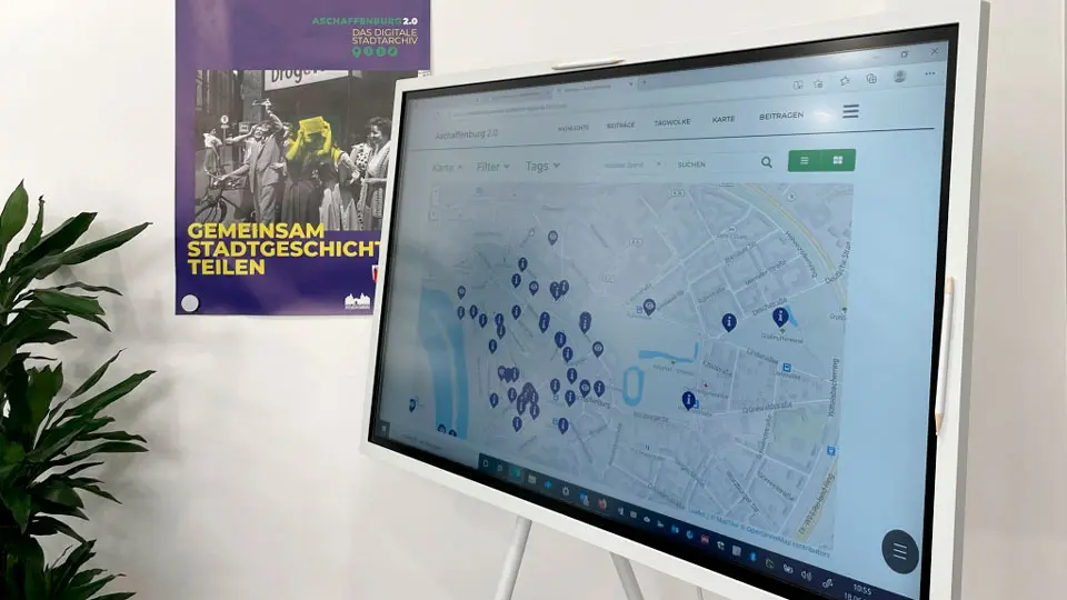 Auf Whiteboard geöffnete Stadtkarte der Teilnehmenden am Digitaltag