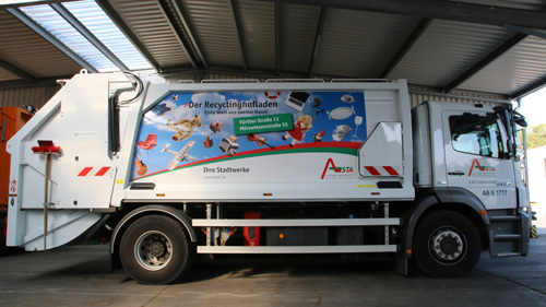 Werbung auf M&uuml;llabfuhrfahrzeug