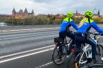  Die Fahrradstaffel der Polizei bei ihrer Kontrollfahrt. 