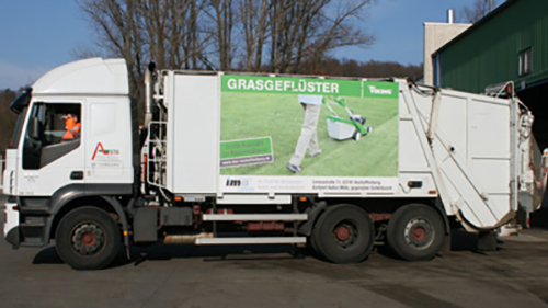 Werbung auf M&uuml;llabfuhrfahrzeug