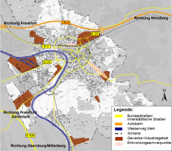 Schematische Übersicht Gewerbe- und Industriegebiete Aschaffenburg