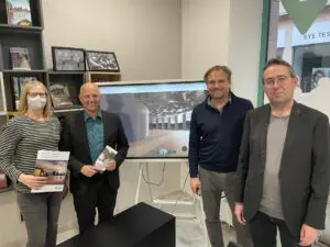 Foto der Pressekonferenz: Stellten das Projekt „Dialog-Romantik“ vor: (Von links nach rechts) Dr. Danica Brenner, Projektleiterin im Stadt- und Stiftsarchiv; Eric Leiderer, Bürgermeister und Digitalreferent; Carsten Köchel, Agentur Comkom; Dr. Joachim Kemper, Leiter Stadt- und Stiftsarchiv. Foto: Stadt Aschaffenburg
