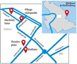 Veranstaltungsorte auf einer Karte
