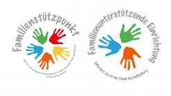  Logo der Familienstützpunkte, farbige Hände