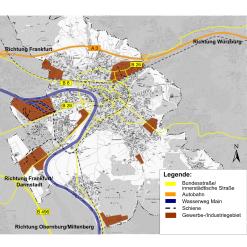Schematische Übersicht Gewerbe- und Industriegebiete Aschaffenburg