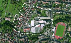 Luftbild mit eingezeichnetem Umgriff