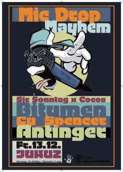  Plakat zur Hip-Hop-Veranstaltung "Mic Drop Mayhem"