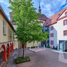 Der gemeinsame Arkadenhof von Kunsthalle Jesuitenkirche und Christian Schad Museum, Foto: Stefan Stark (MSA)
