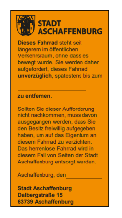  So sieht der Aufkleber zur Schrottrad-Aktion aus.