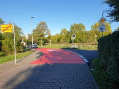 Rot markierte Fläche der Fahrradstraßenverlängerung