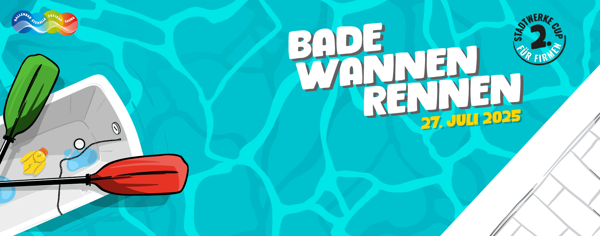 Werbebanner Badewannenrennen am 27.7.2025