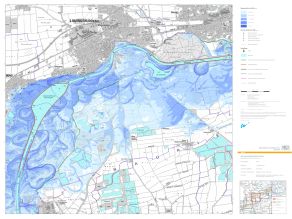 Beispiel für eine Hochwassergefahrenkarte – Wassertiefen beim HQextrem.