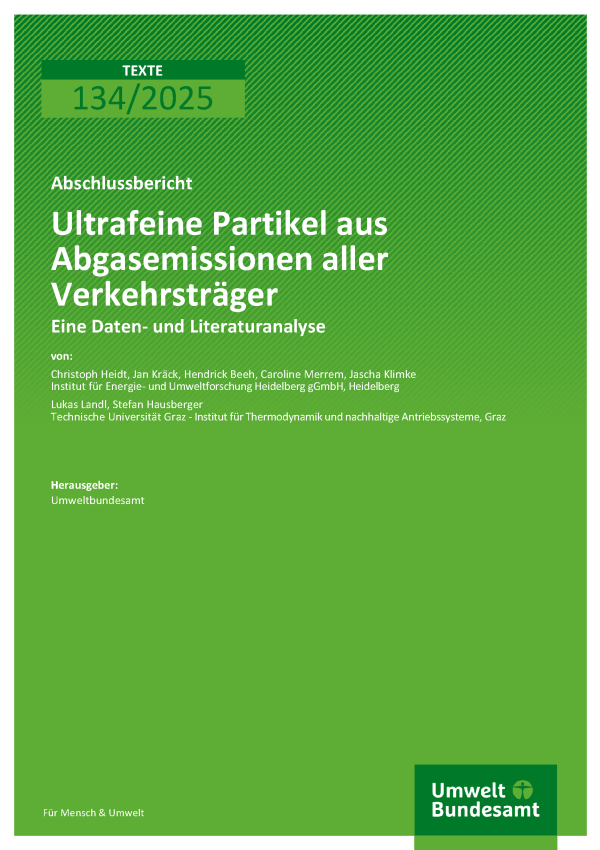 Cover des Berichts "Ultrafeine Partikel aus Abgasemissionen aller Verkehrsträger"