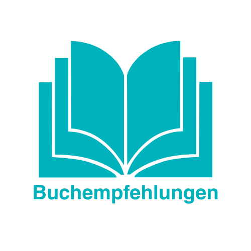 Türkisfarbenes Buchsymbol mit Text Buchempfehlungen für ISUV-Ratgeber zu Familie, Scheidung, Sorgerecht.