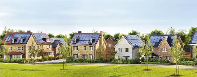 Wohnsiedlung mit PV-Anlagen